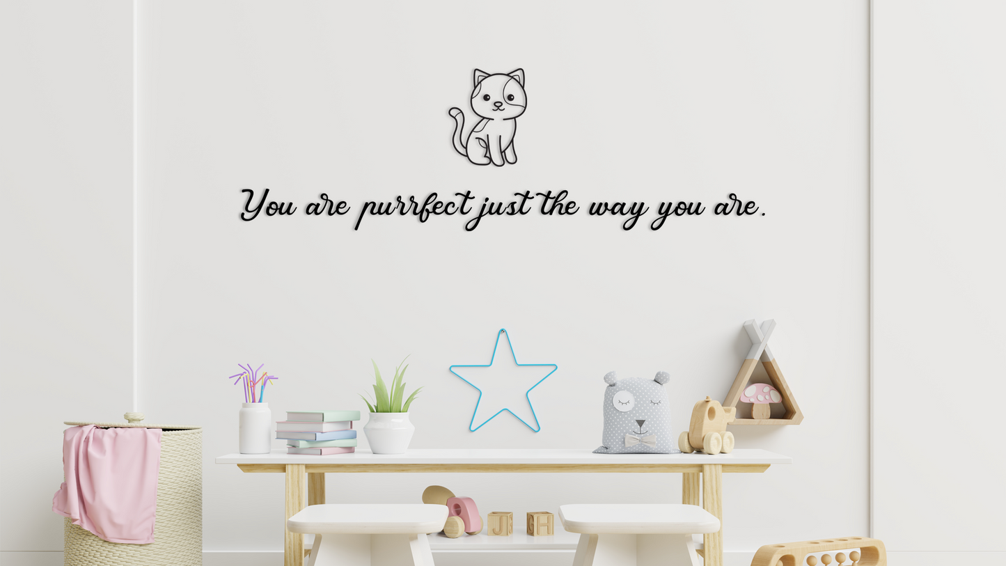 Children's room with a table, toys, and a decorative wall quote. - Acrylic dekor from vibewall