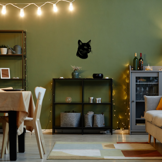Pet wall decor featuring an illustration of a Black Cat. Acrylic glass decor - Vibewall