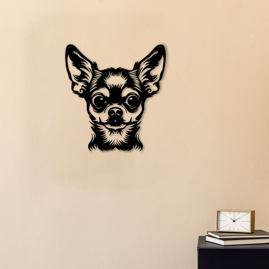 Pet wall decor featuring an illustration of a Chihuahua. Acrylic glass decor - Vibewall