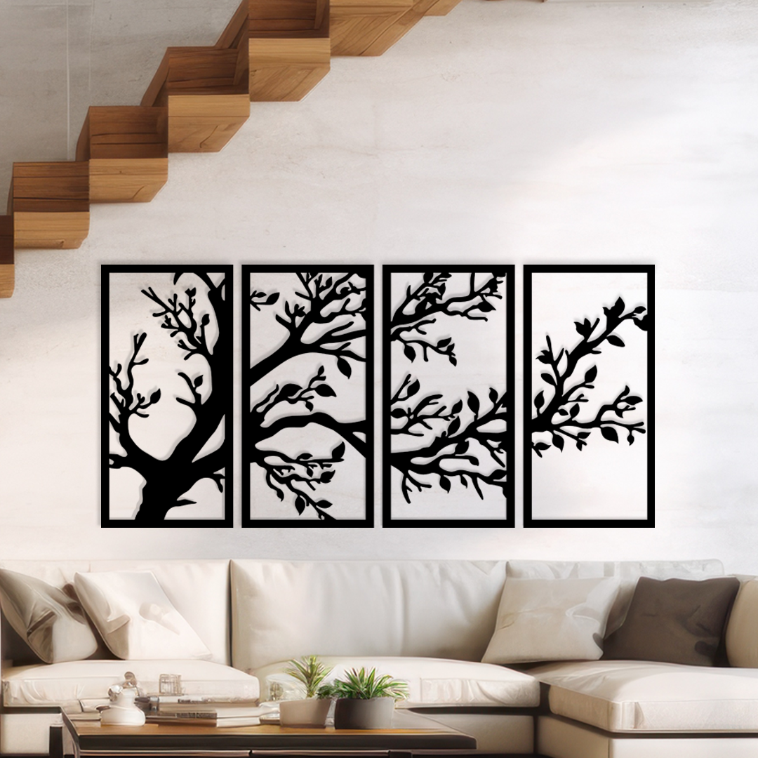Framed Branch Wall Art set features a unique branch design enclosed in a clean rectangular frames. Acrylic glass decor - Vibewall