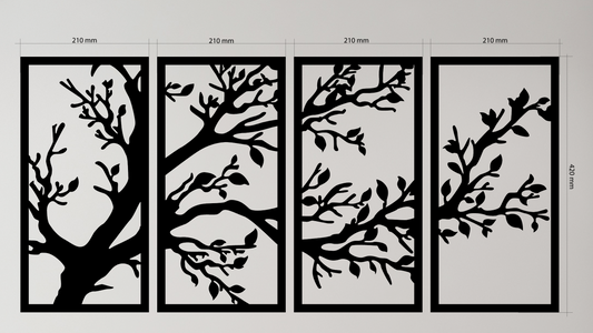 Framed Branch Wall Art set features a unique branch design enclosed in a clean rectangular frames. Acrylic glass decor - Vibewall