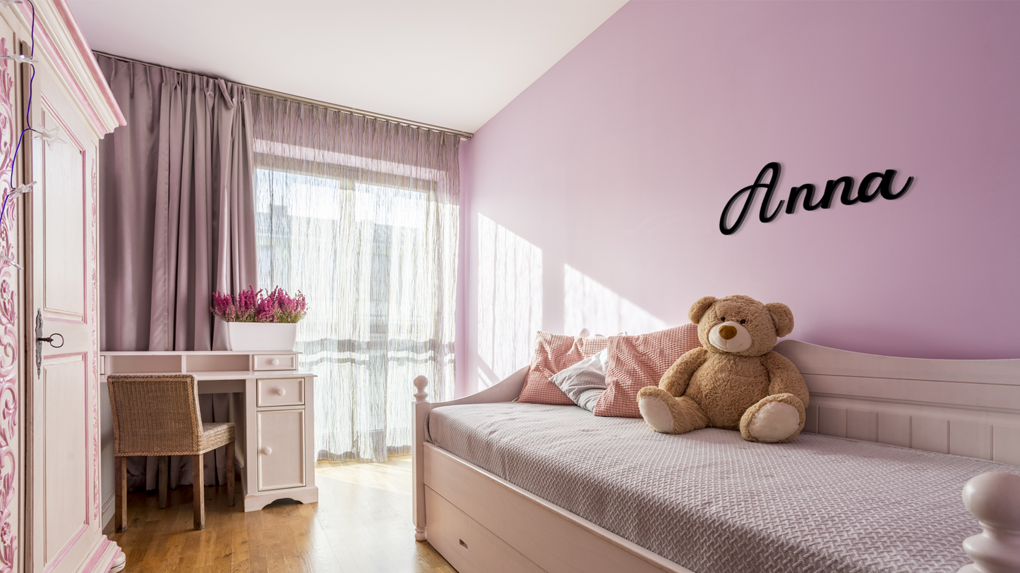 Elegant Anna wall name. Brings a custom, sophisticated accent to interior. Acrylic glass decor - Vibewall