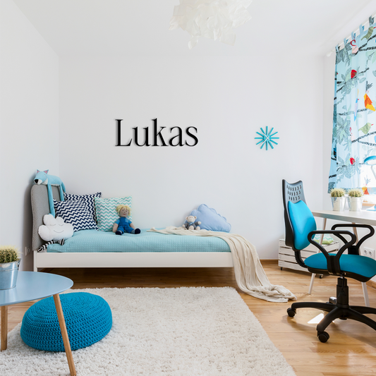 Lukas wall name sign is a simple yet eye-catching detail that brings your space to life. Acrylic glass decor - Vibewall