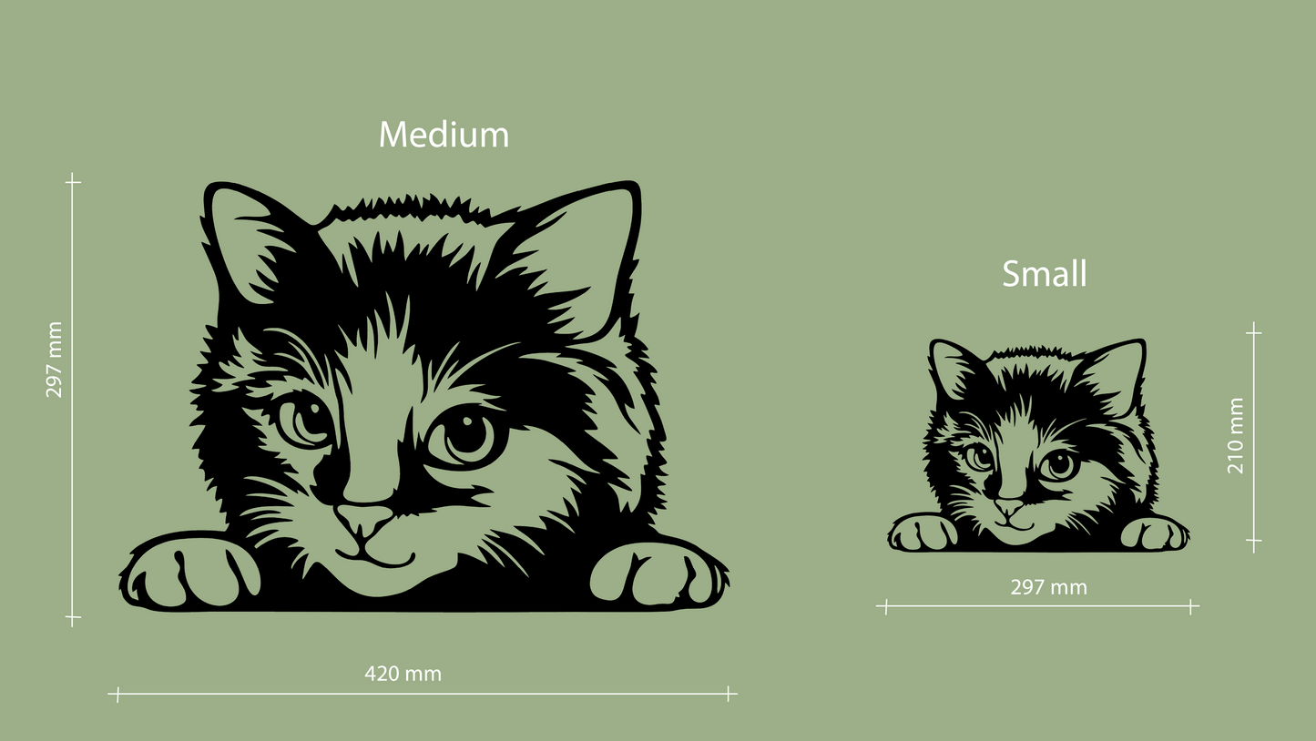 Pet wall decor featuring an illustration of a Peeking Kitten. Acrylic glass decor - Vibewall