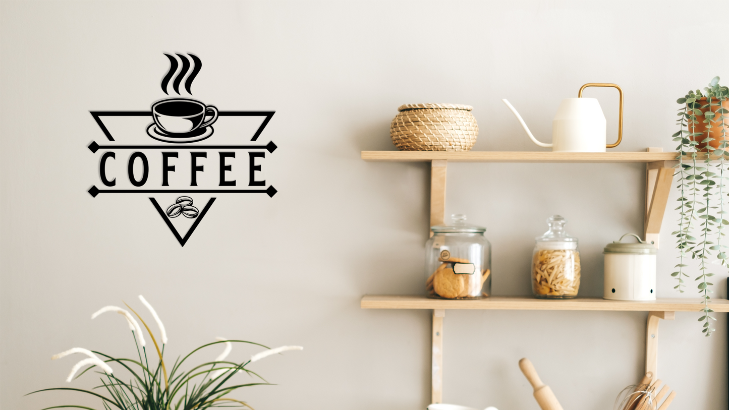 Shelving unit with jars and a coffee-themed wall decal on a light background - Acrylic wall decor - Vibewall