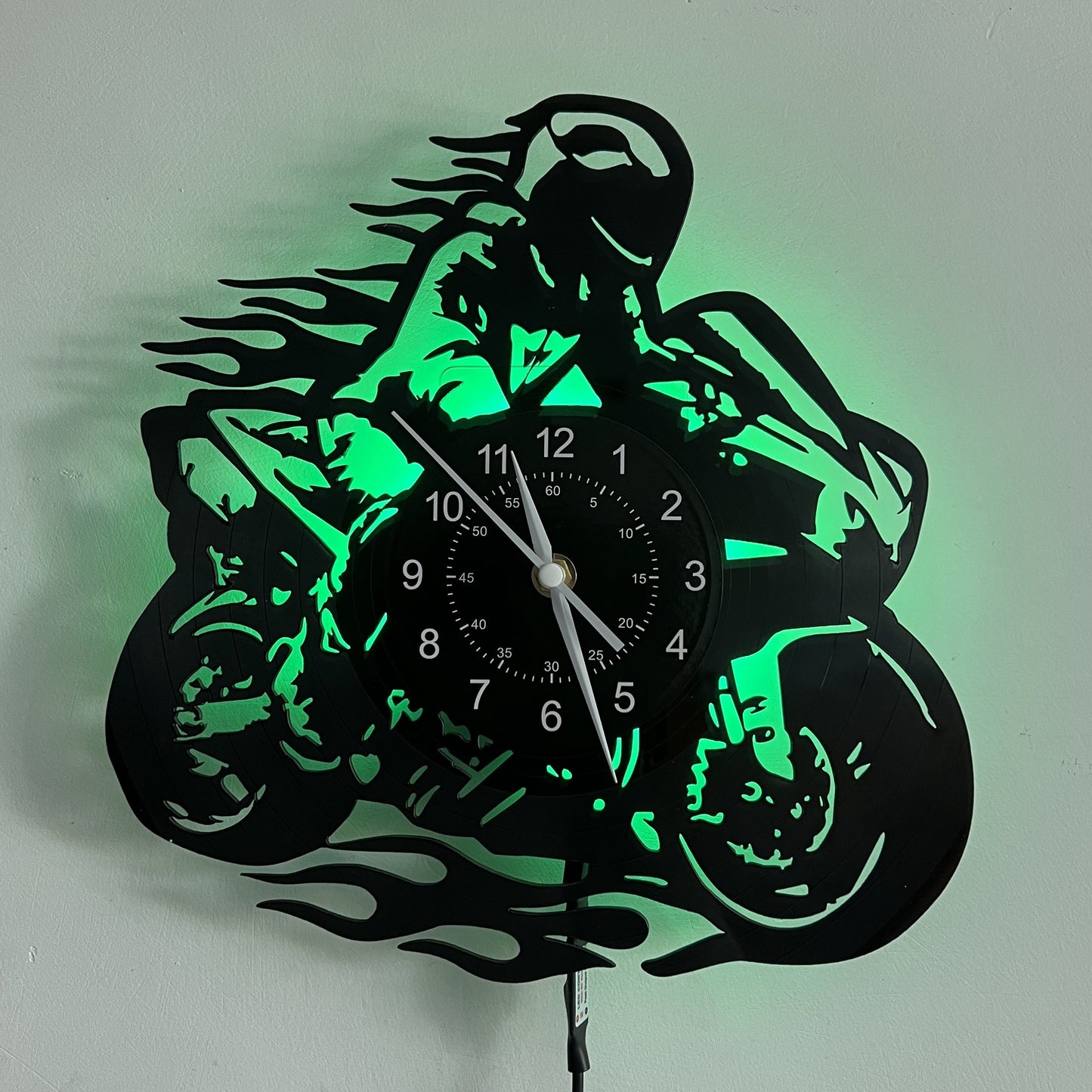 1pc Unique Motorcycle-Themed Vinyl Record Wall Clock - Silent, Birthday, Living Room, Bedroom, Home, Office Decor - Perfect Gift for Mother's Day, Spring, School Season, Graduation