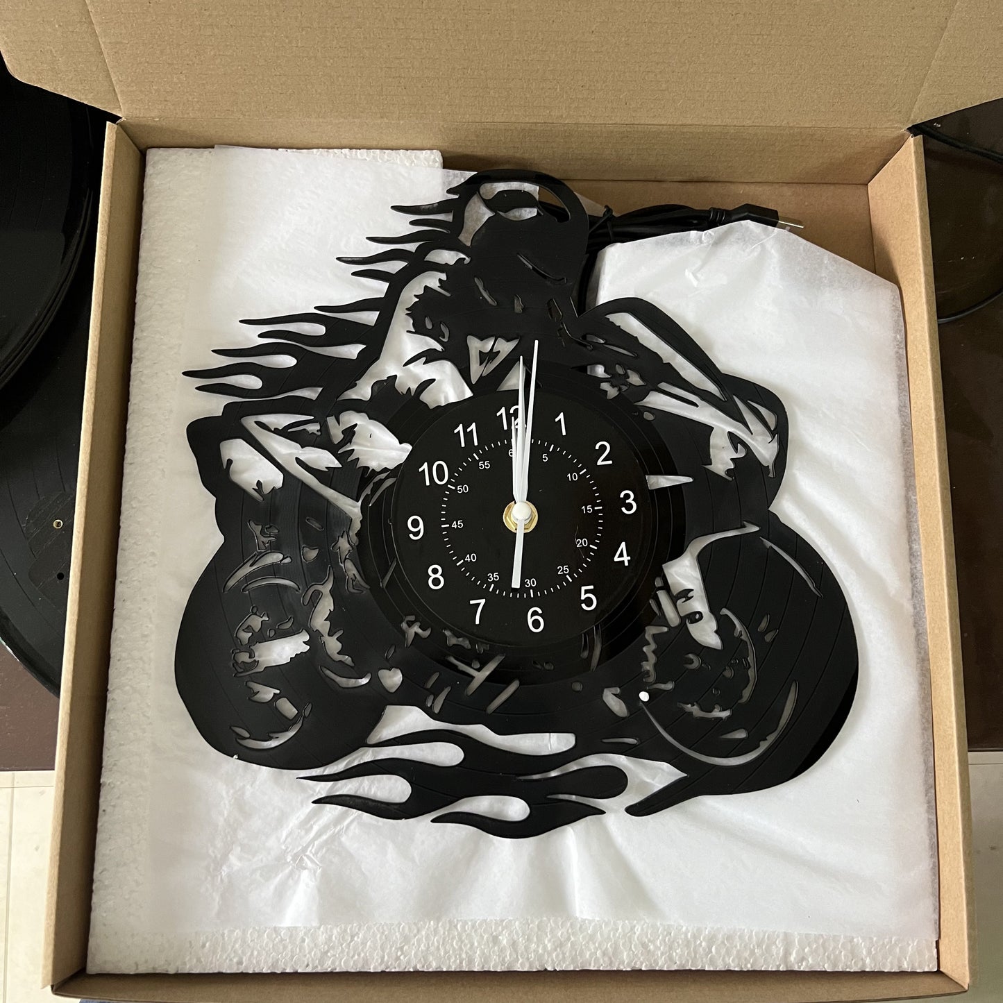 1pc Unique Motorcycle-Themed Vinyl Record Wall Clock - Silent, Birthday, Living Room, Bedroom, Home, Office Decor - Perfect Gift for Mother's Day, Spring, School Season, Graduation