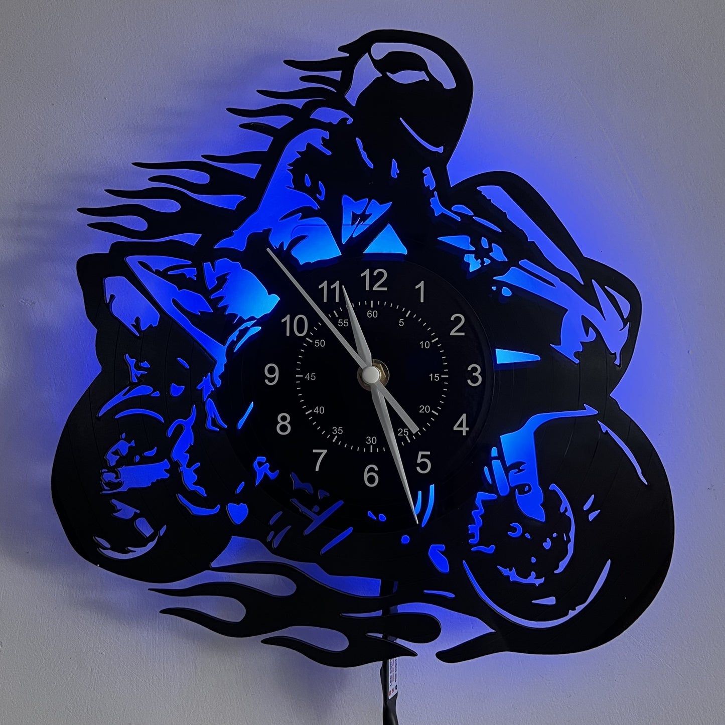 1pc Unique Motorcycle-Themed Vinyl Record Wall Clock - Silent, Birthday, Living Room, Bedroom, Home, Office Decor - Perfect Gift for Mother's Day, Spring, School Season, Graduation