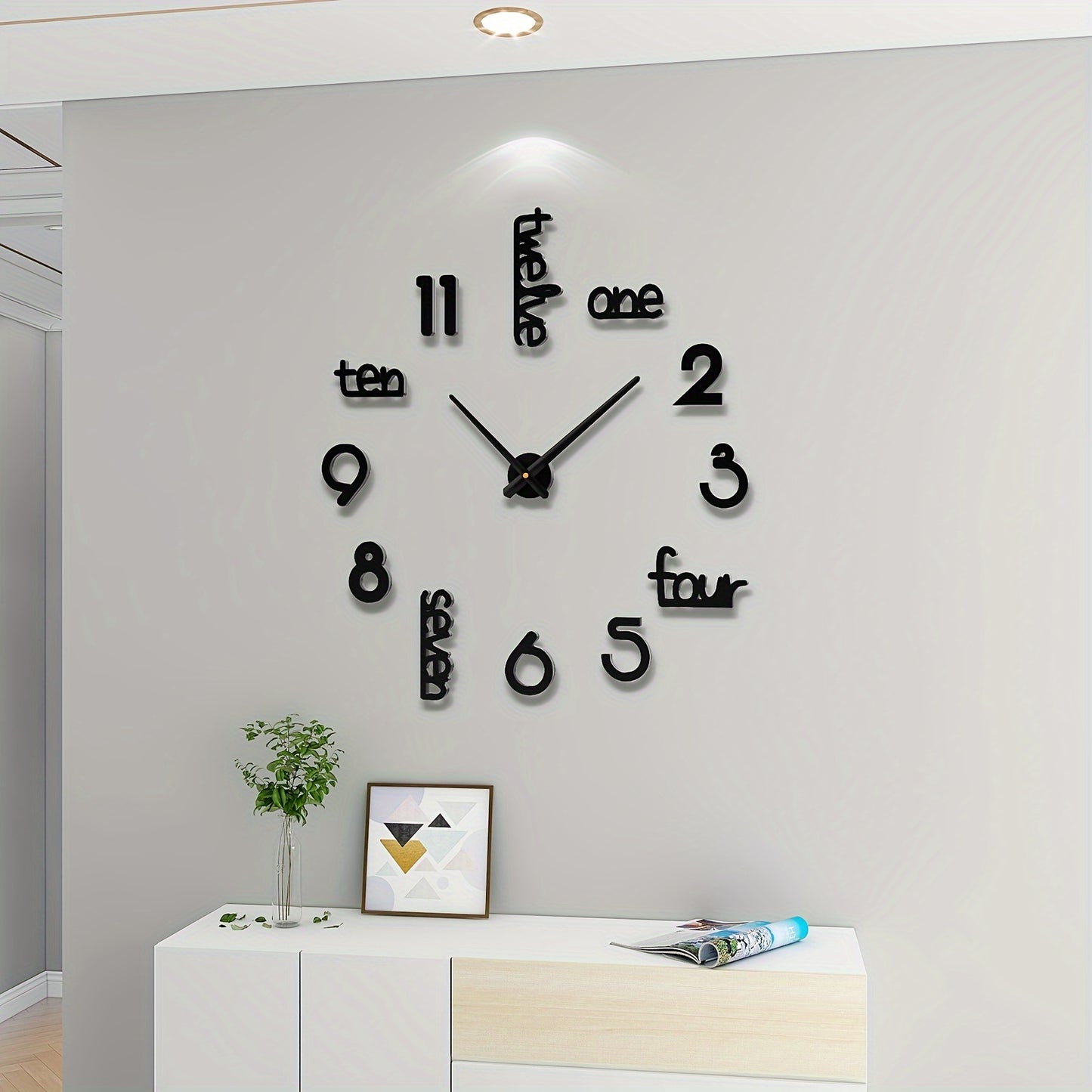 [Silent Wall Clock Kit] Modern Giant Silent Wall Clock Kit - Large Frameless Wall Clock for Home Office, Living Room, Kitchen, Bedroom Decoration