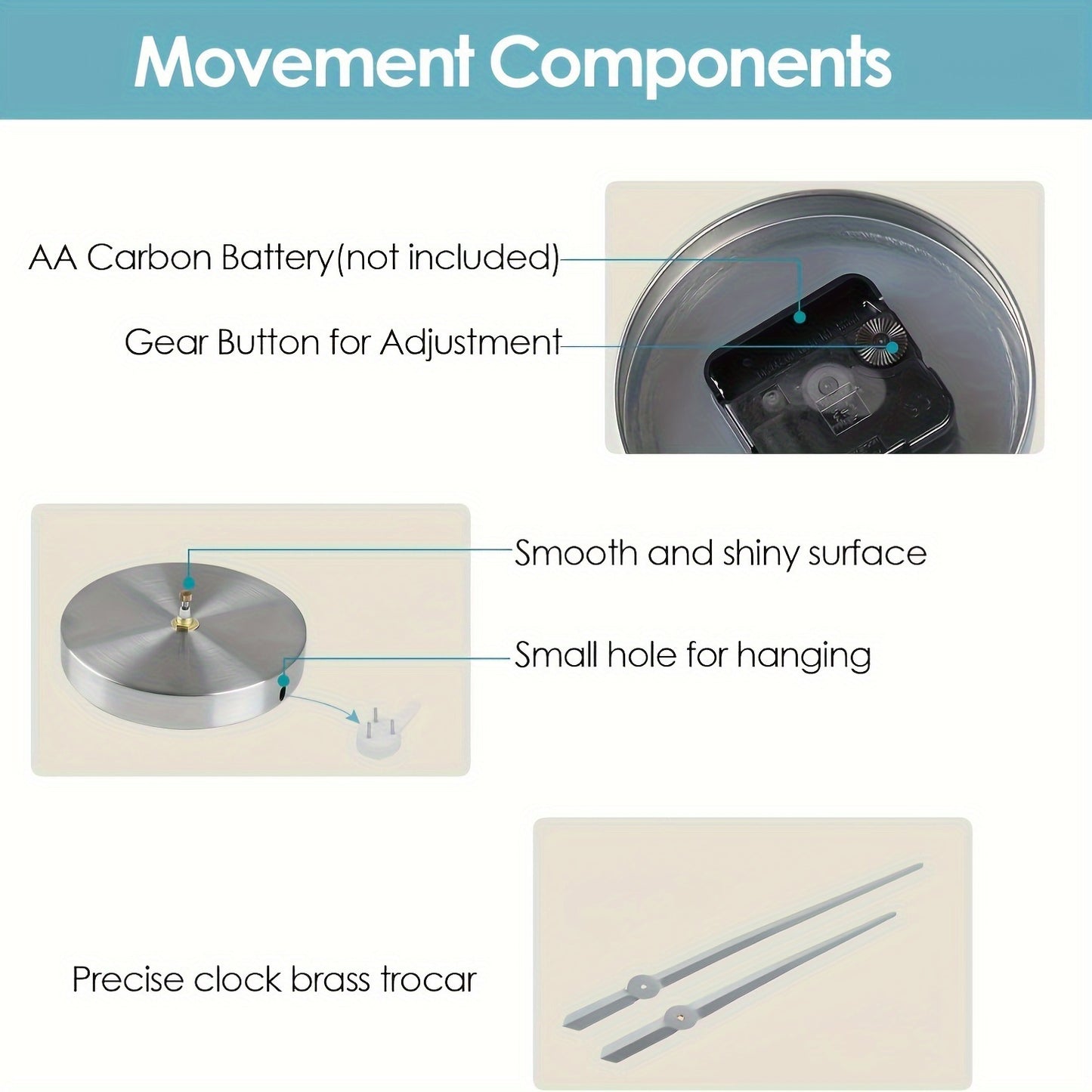 [Silent Wall Clock Kit] Modern Giant Silent Wall Clock Kit - Large Frameless Wall Clock for Home Office, Living Room, Kitchen, Bedroom Decoration