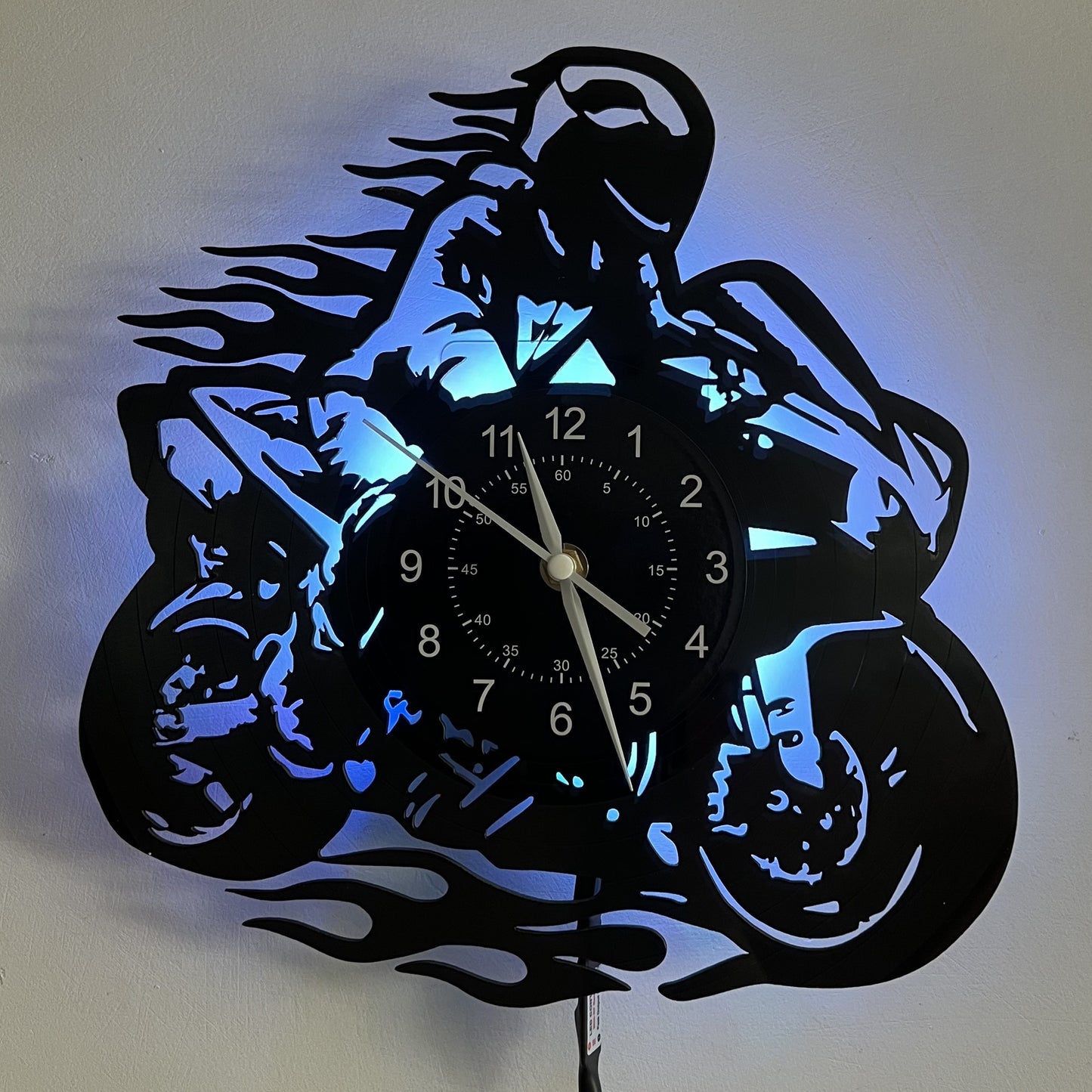 1pc Unique Motorcycle-Themed Vinyl Record Wall Clock - Silent, Birthday, Living Room, Bedroom, Home, Office Decor - Perfect Gift for Mother's Day, Spring, School Season, Graduation