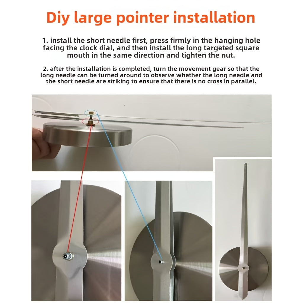 [Silent Wall Clock Kit] Modern Giant Silent Wall Clock Kit - Large Frameless Wall Clock for Home Office, Living Room, Kitchen, Bedroom Decoration