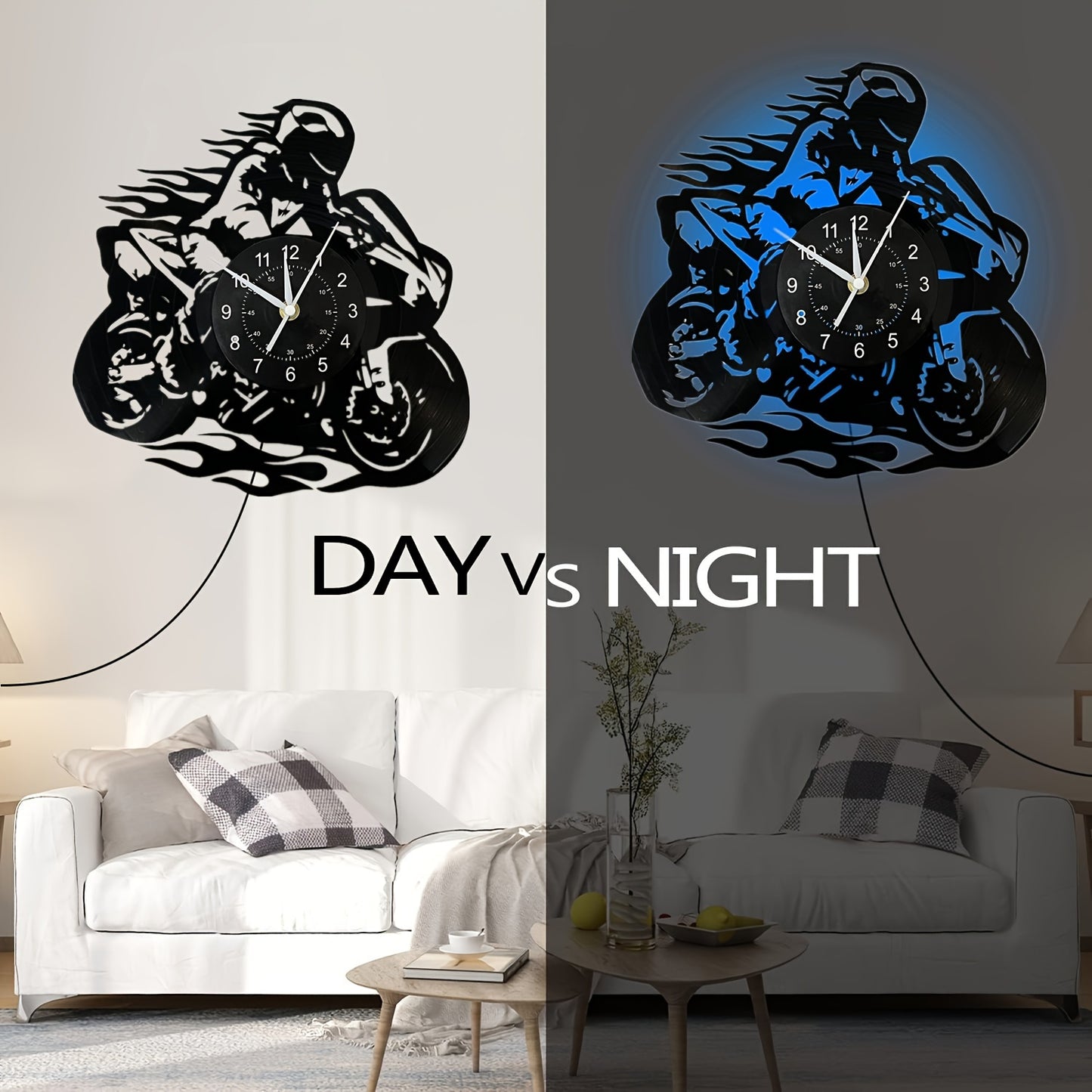 1pc Unique Motorcycle-Themed Vinyl Record Wall Clock - Silent, Birthday, Living Room, Bedroom, Home, Office Decor - Perfect Gift for Mother's Day, Spring, School Season, Graduation