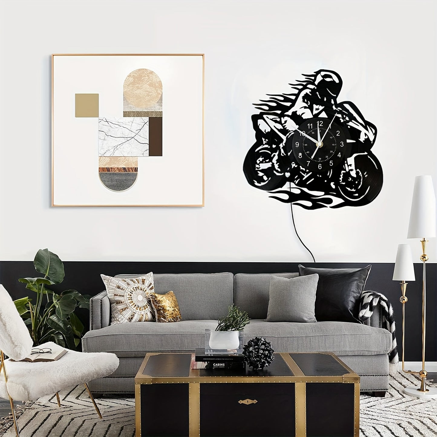 1pc Unique Motorcycle-Themed Vinyl Record Wall Clock - Silent, Birthday, Living Room, Bedroom, Home, Office Decor - Perfect Gift for Mother's Day, Spring, School Season, Graduation