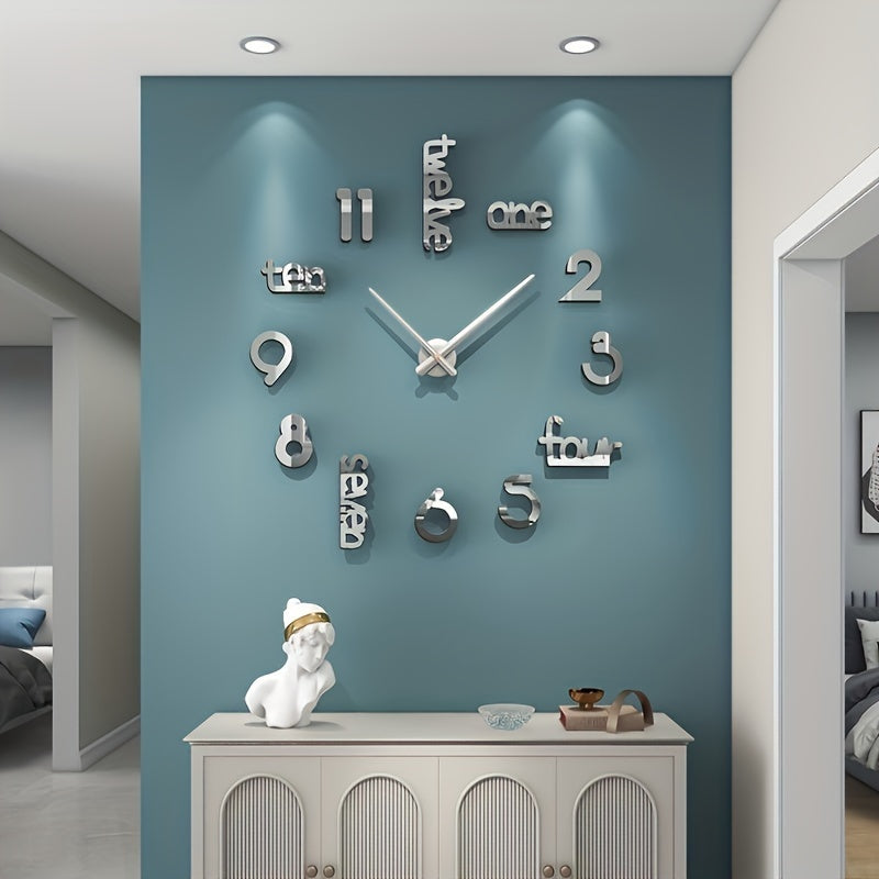 [Silent Wall Clock Kit] Modern Giant Silent Wall Clock Kit - Large Frameless Wall Clock for Home Office, Living Room, Kitchen, Bedroom Decoration