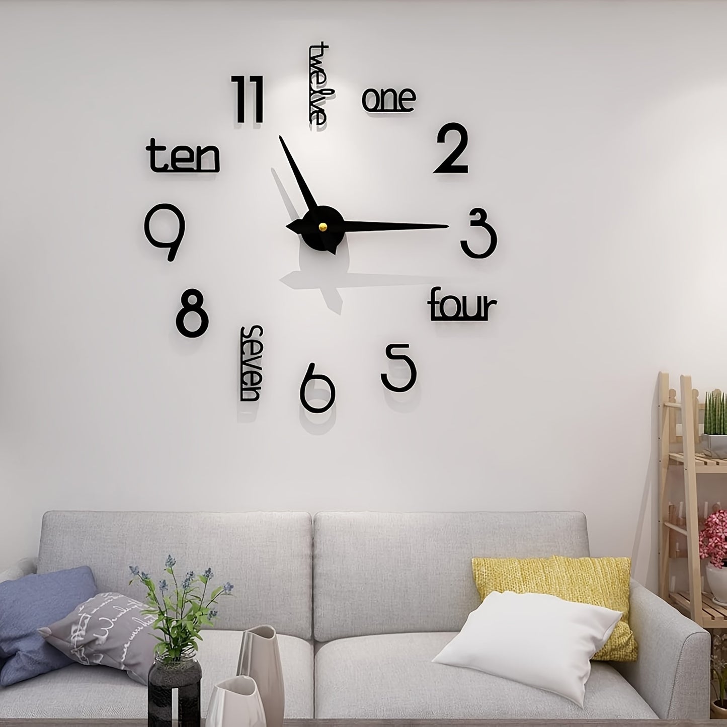 [Silent Wall Clock Kit] Modern Giant Silent Wall Clock Kit - Large Frameless Wall Clock for Home Office, Living Room, Kitchen, Bedroom Decoration