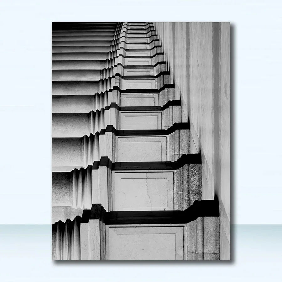 Wandkunst S Drucke Wandbilder für Wohnzimmer skandinavische nordische schwarz-weiße Gebäude Leinwand Malerei Mädchen -  Leinwand