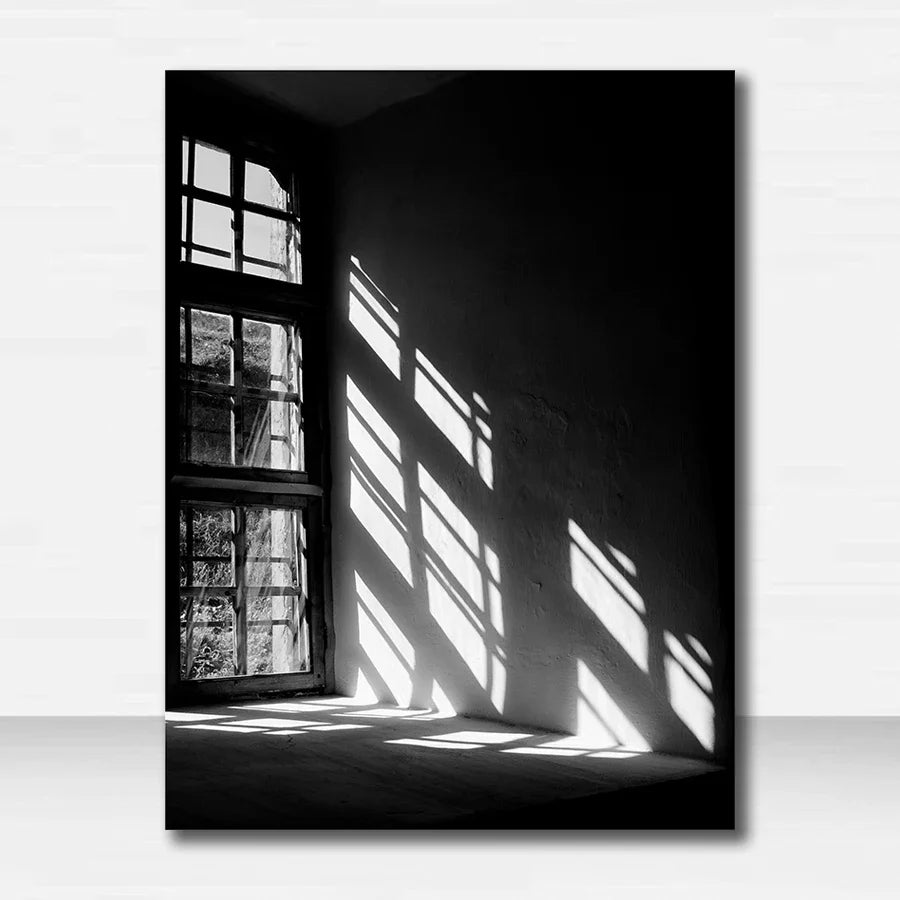 Wandkunst S Drucke Wandbilder für Wohnzimmer skandinavische nordische schwarz-weiße Gebäude Leinwand Malerei Mädchen -  Leinwand