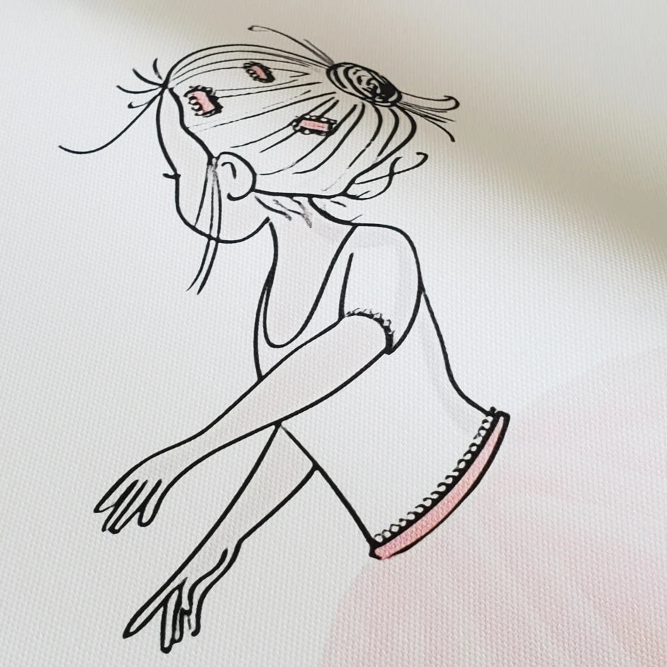 Wandkunst S Drucke Wandbilder für Wohnzimmer skandinavische nordische schwarz-weiße Gebäude Leinwand Malerei Mädchen -  Leinwand