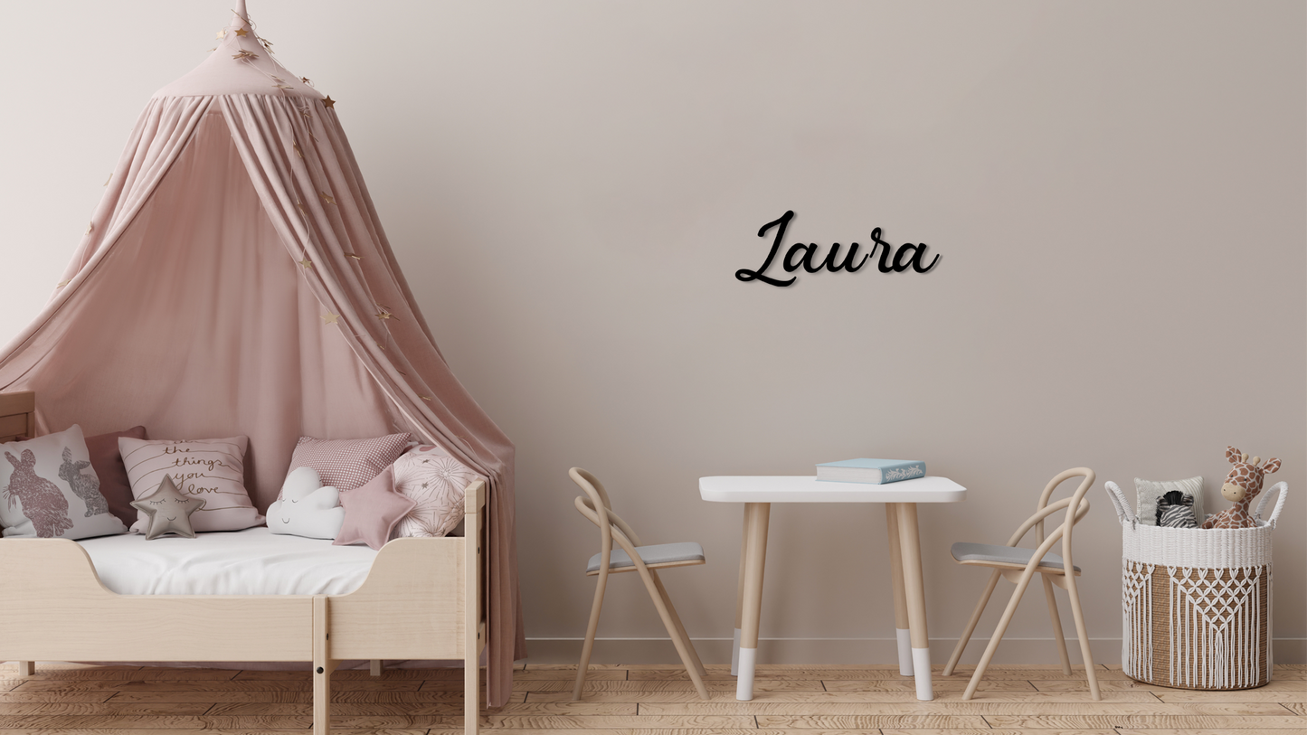 Children's room with a canopy bed, table, chairs, and decorative items. Arcylic wall dekor - Vibewall