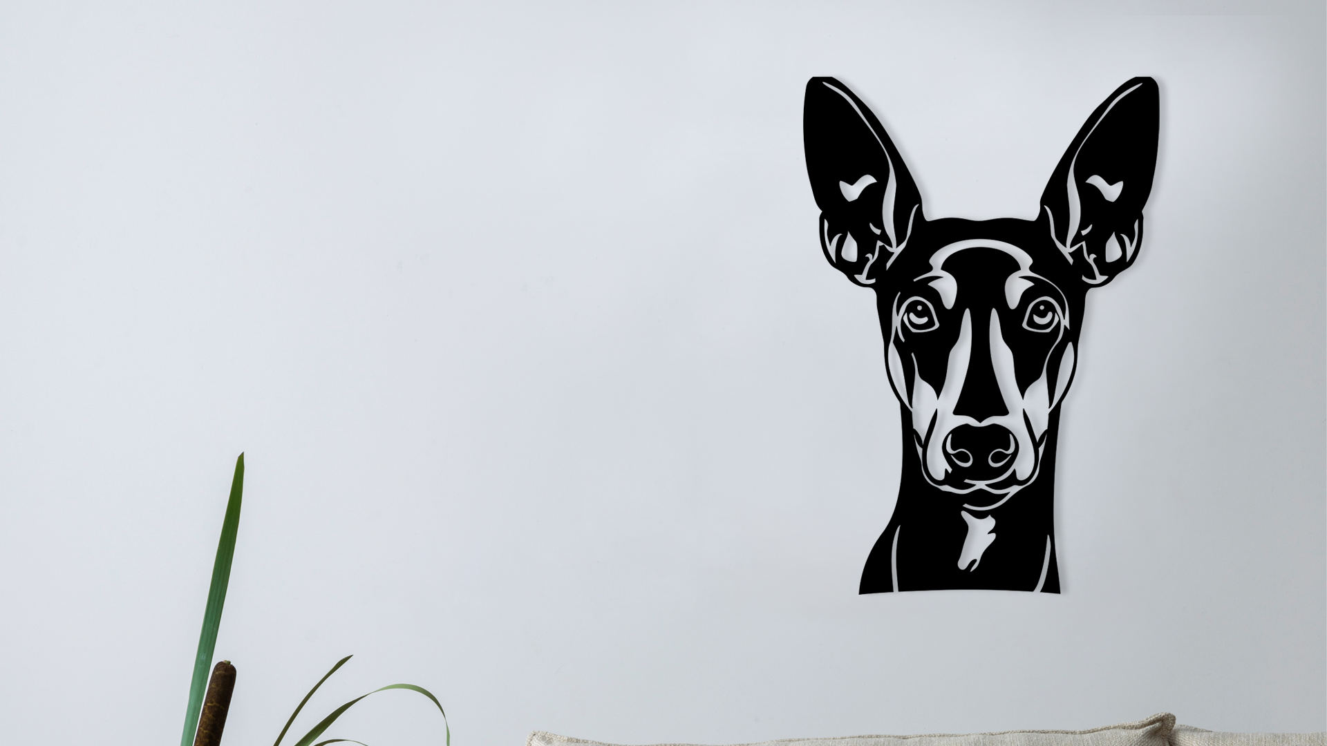 Pet wall decor featuring an illustration of a Austrian Pinscher. Acrylic glass decor - Vibewall
