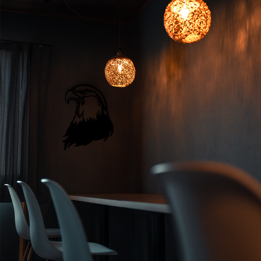 Bald Eagle Head Wall Art features the bold profile of a bald eagle’s head. Acrylic glass decor - Vibewall