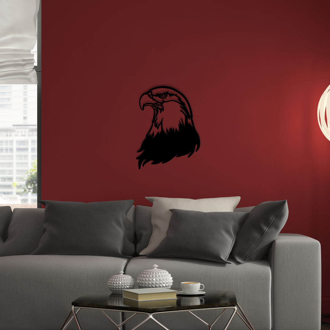 Bald Eagle Head Wall Art features the bold profile of a bald eagle’s head. Acrylic glass decor - Vibewall