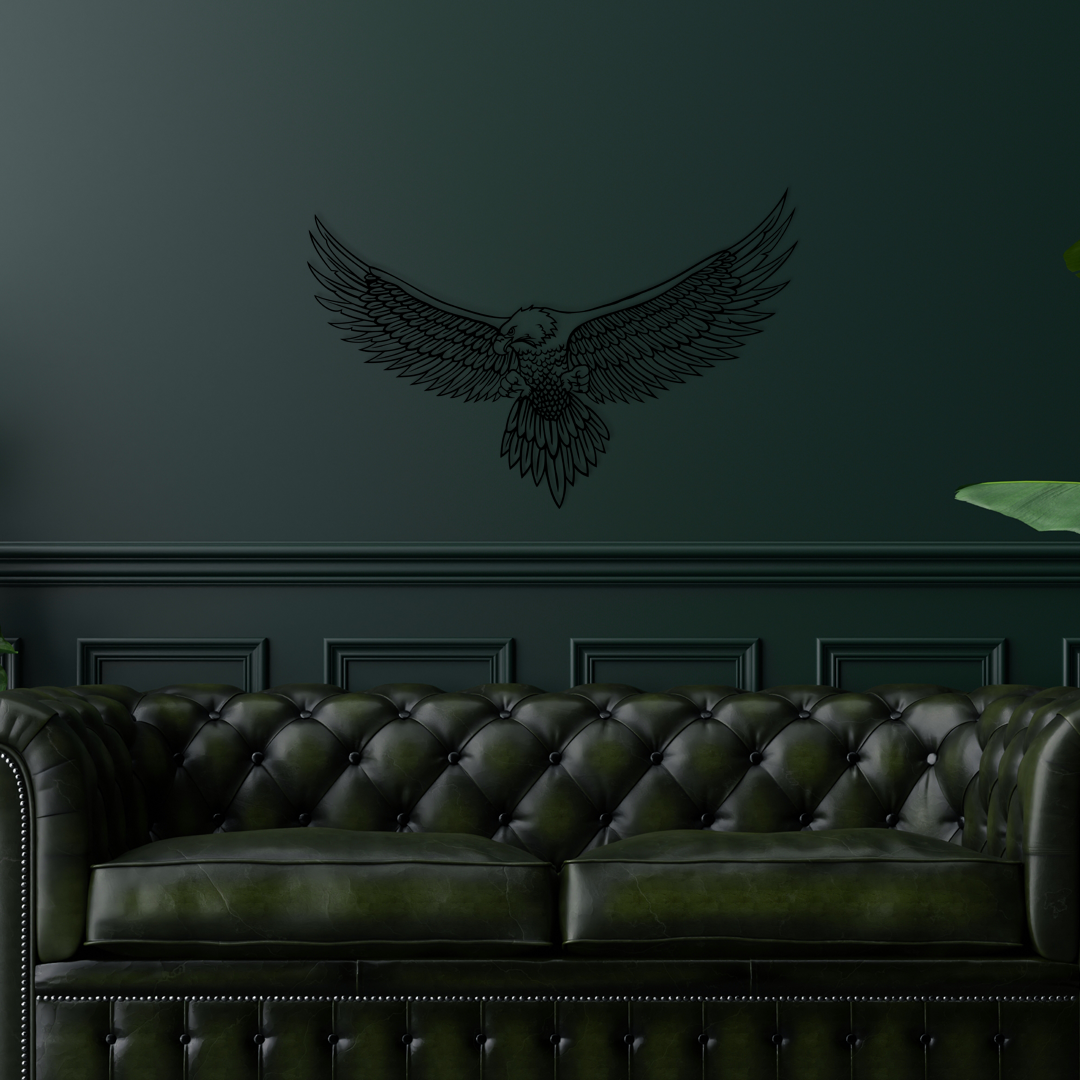 Bald Eagle captured mid-flight with wings fully spread, this design showcases the eagle's strength, precision, and grace in striking detail. Acrylic glass decor - Vibewall