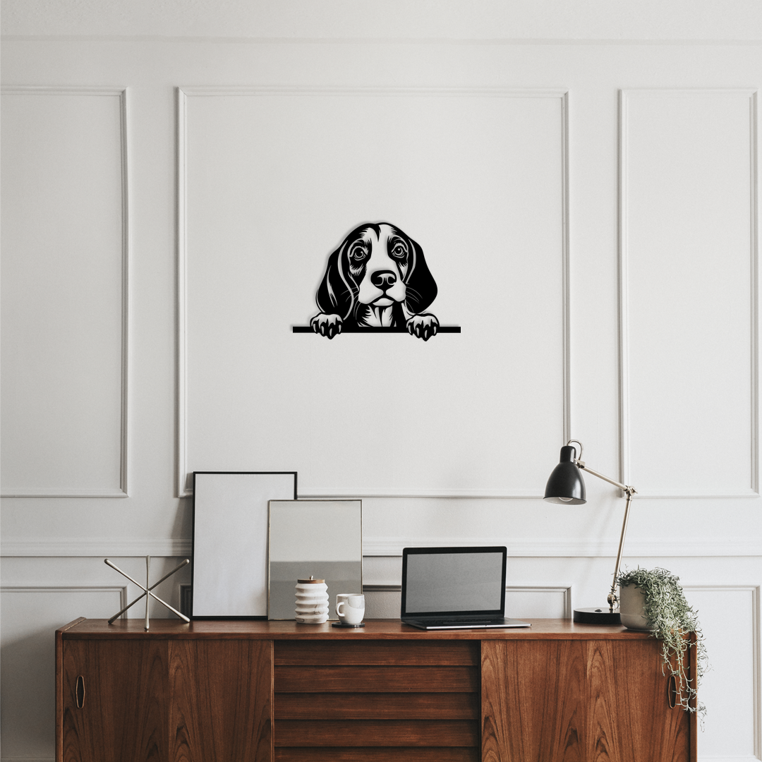 Pet wall decor featuring an illustration of a Beagle. Acrylic glass decor - Vibewall