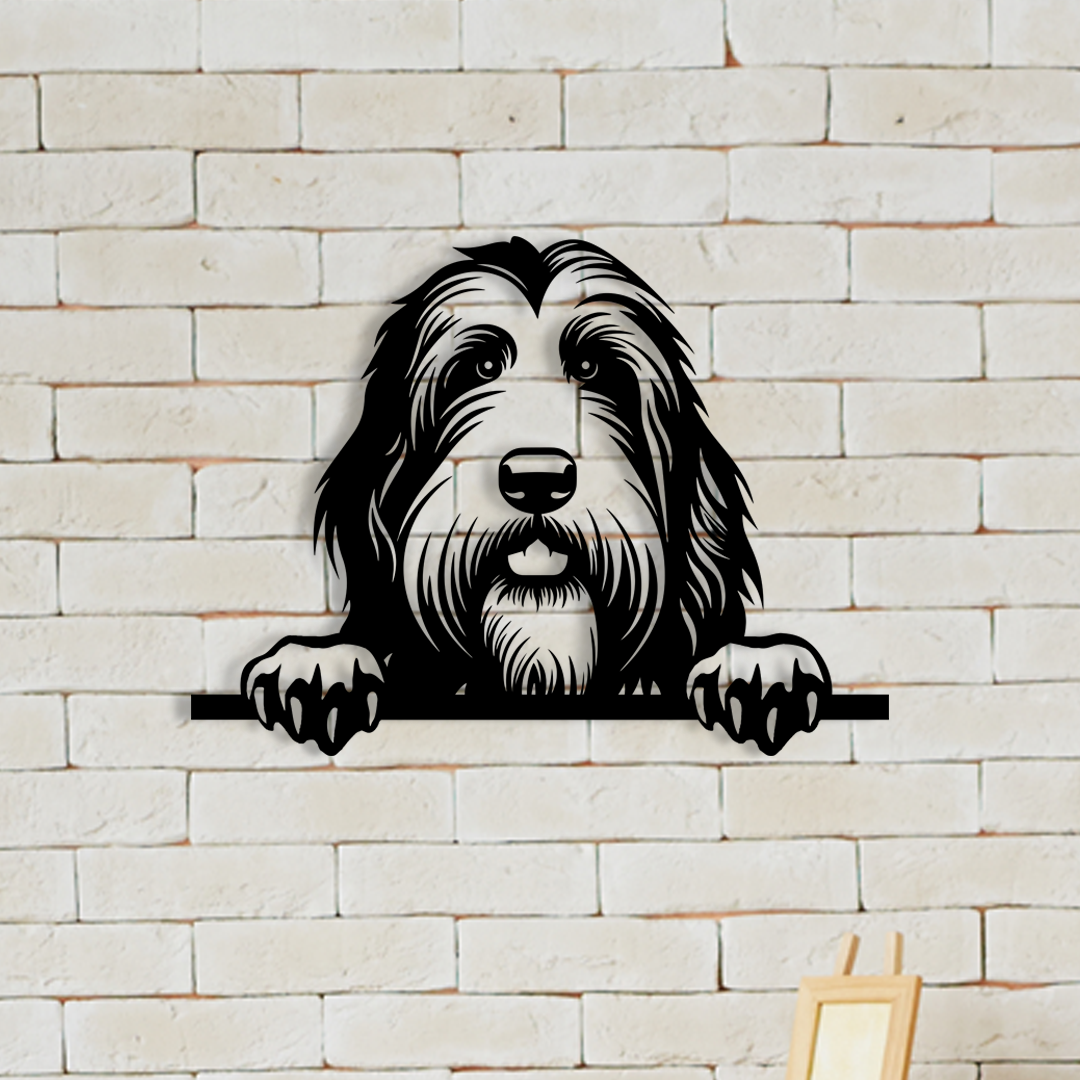 Pet wall decor featuring an illustration of a Bearded Collie. Acrylic glass decor - Vibewall