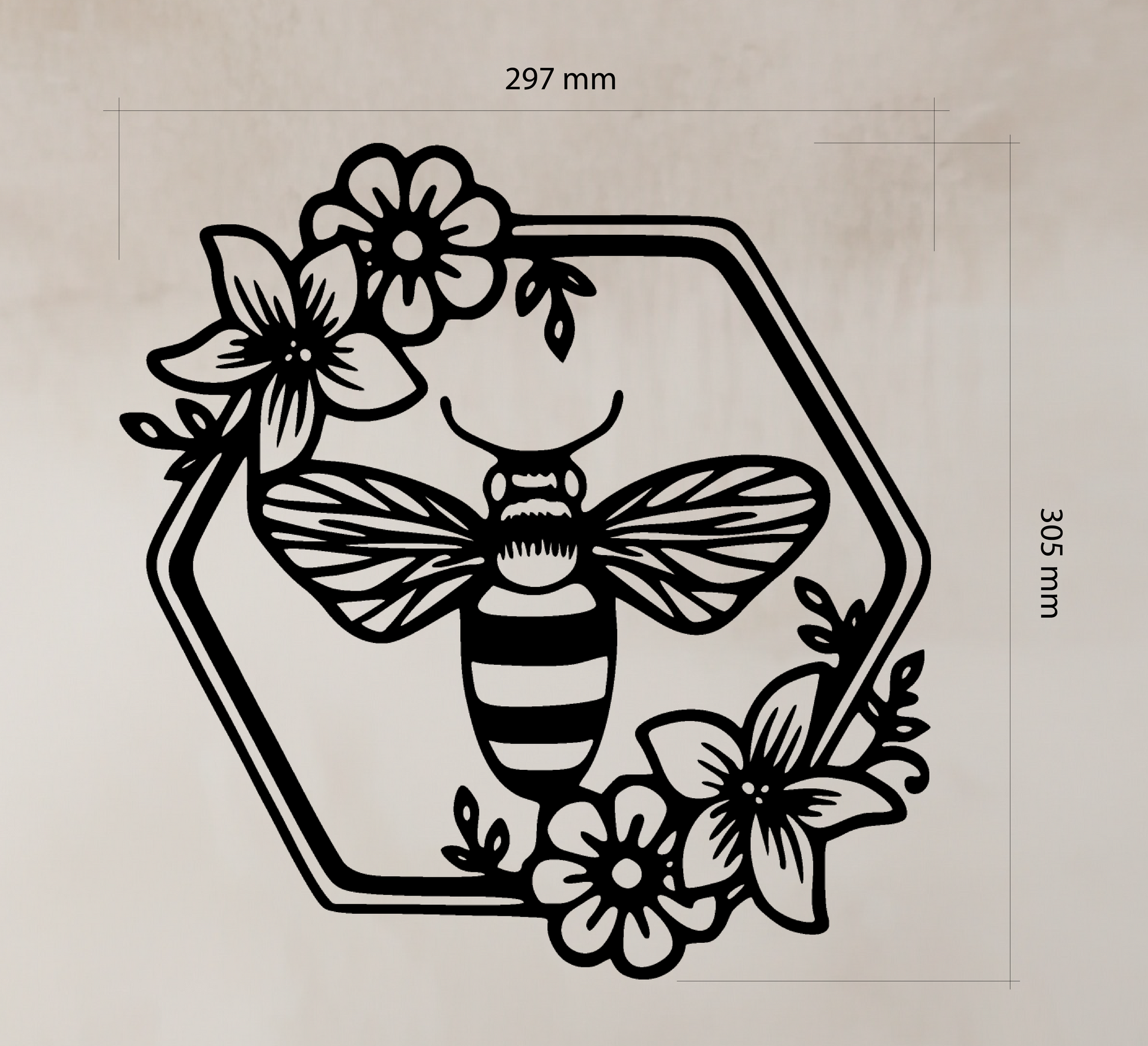 3-piece Bee Wall Art set, laser-cut from premium black acrylic glass. Acrylic glass decor - Vibewall