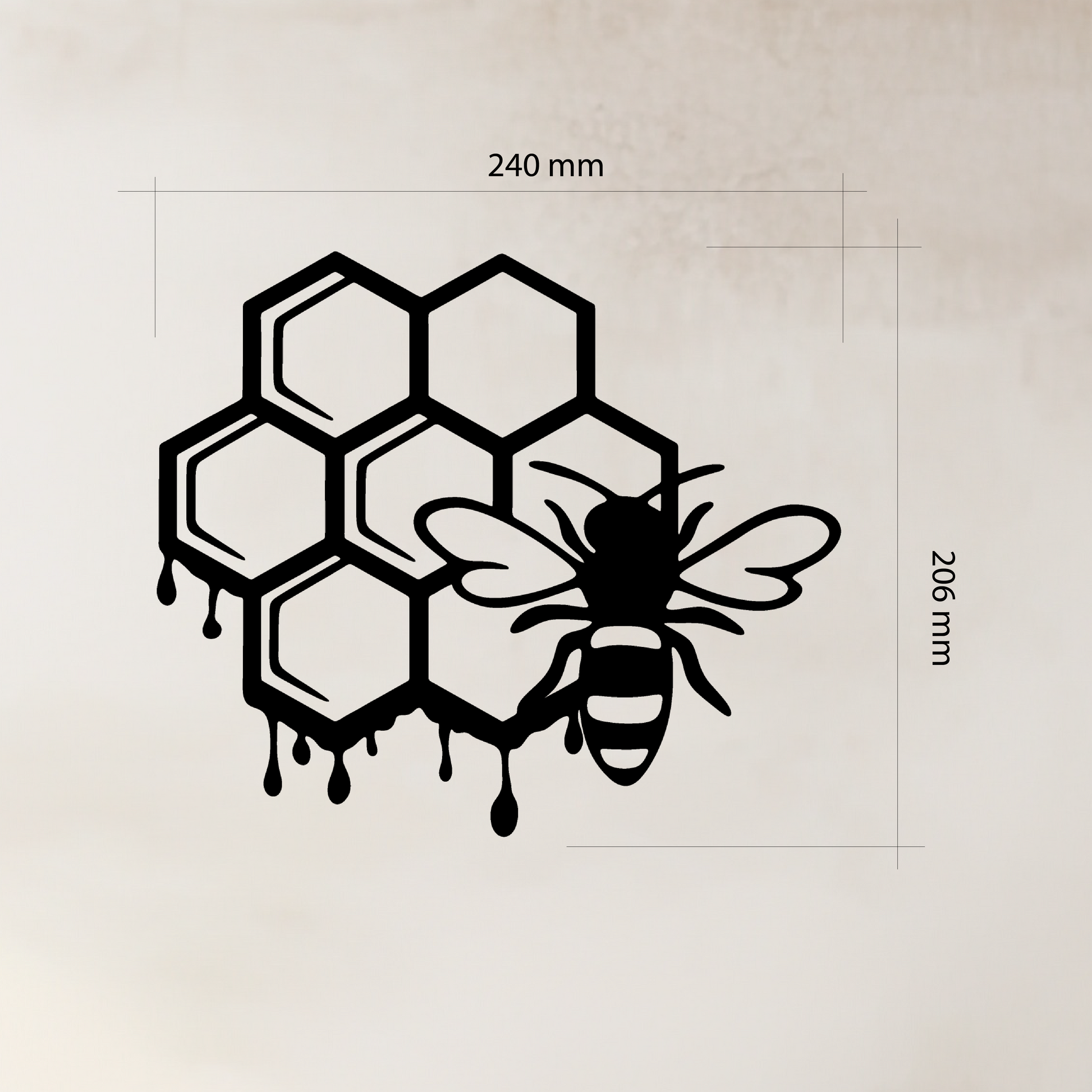 3-piece Bee Wall Art set, laser-cut from premium black acrylic glass. Acrylic glass decor - Vibewall