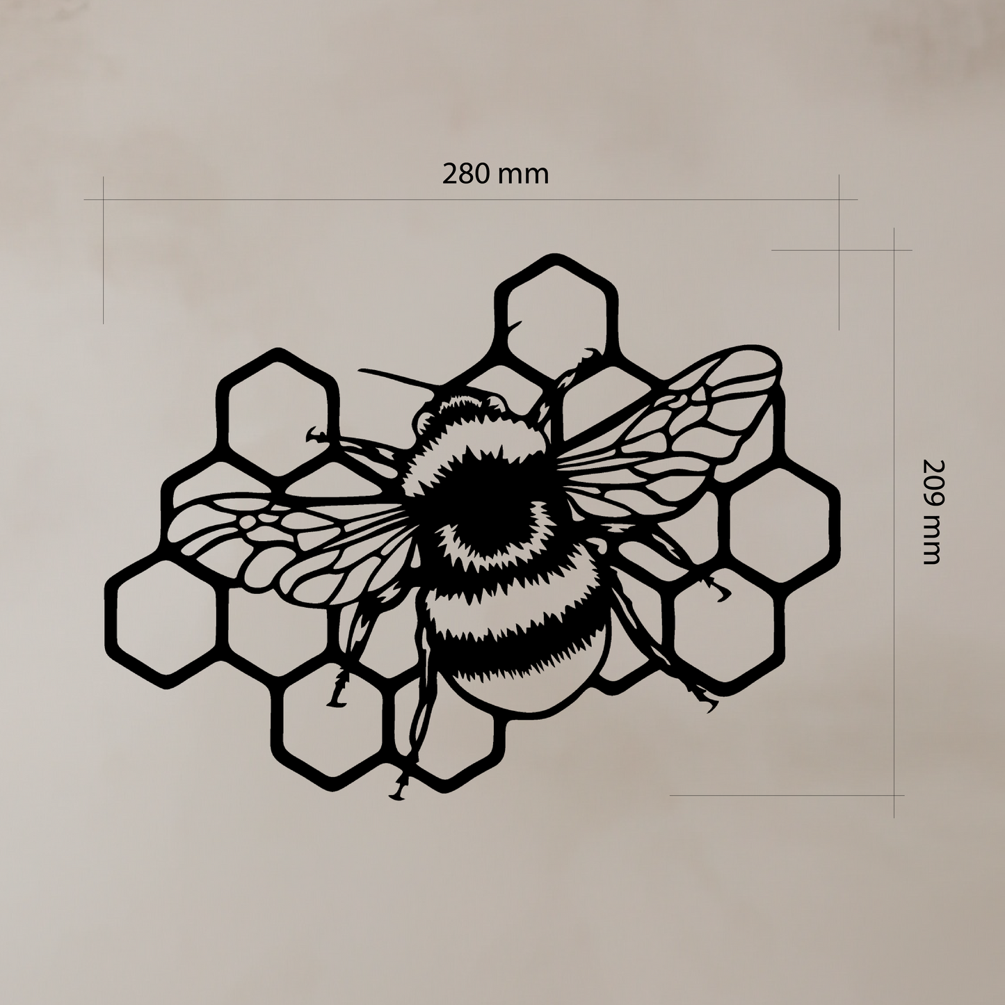 3-piece Bee Wall Art set, laser-cut from premium black acrylic glass. Acrylic glass decor - Vibewall