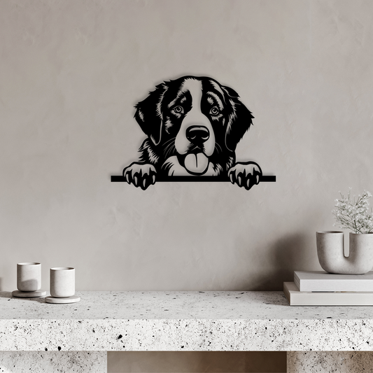 Pet wall decor featuring an illustration of a Bernese Mountain Dog. Acrylic glass decor - Vibewall
