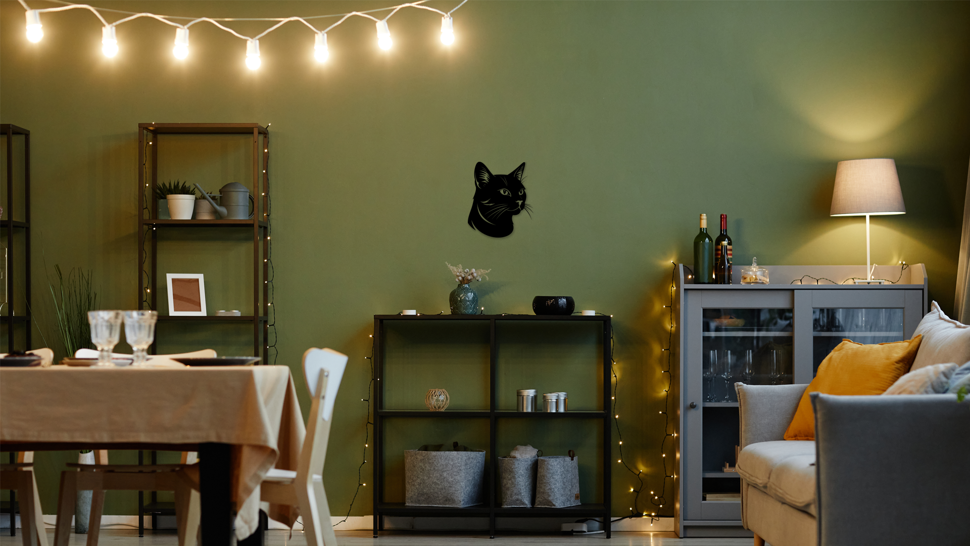 Pet wall decor featuring an illustration of a Black Cat. Acrylic glass decor - Vibewall