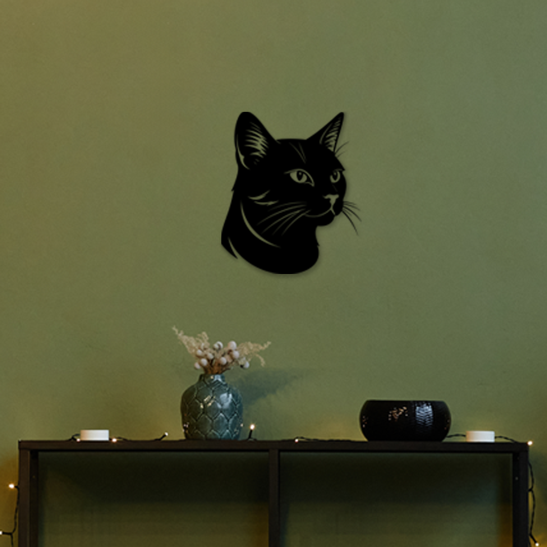 Pet wall decor featuring an illustration of a Black Cat. Acrylic glass decor - Vibewall