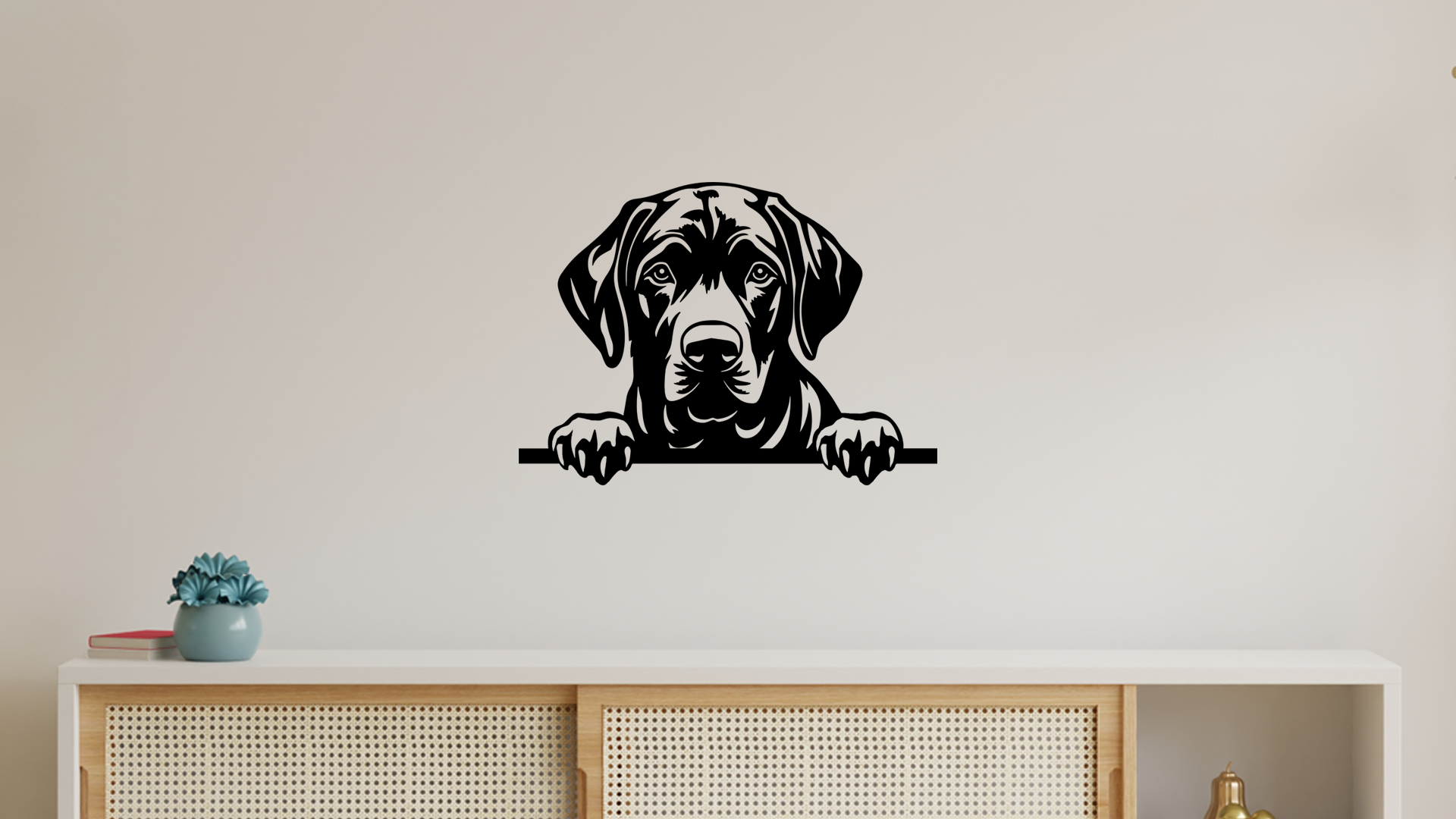 Pet wall decor featuring an illustration of a Black Labrador Retriever. Acrylic glass decor - Vibewall