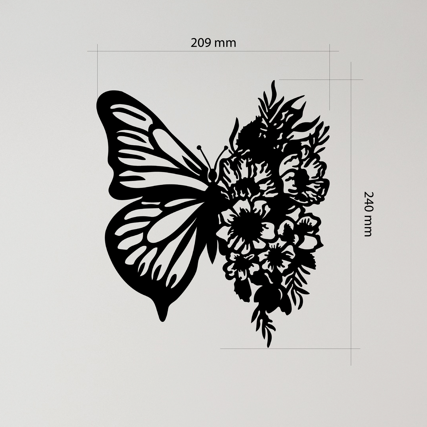 Floral Butterfly Wall Art, featuring a unique design where one wing is a classic butterfly shape and the other transforms into a delicate floral pattern. Acrylic glass decor - Vibewall