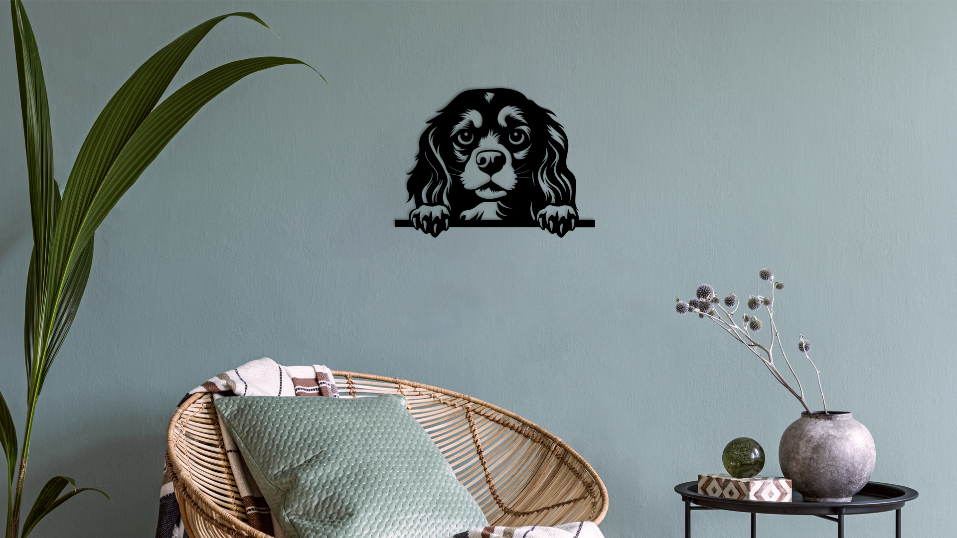 Pet wall decor featuring an illustration of a Cavalier King Charles Spaniel. Acrylic glass decor - Vibewall