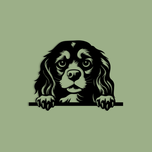 Pet wall decor featuring an illustration of a Cavalier King Charles Spaniel. Acrylic glass decor - Vibewall