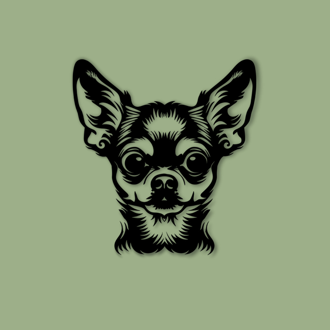Pet wall decor featuring an illustration of a Chihuahua. Acrylic glass decor - Vibewall