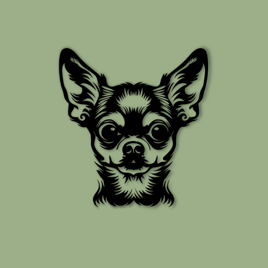 Pet wall decor featuring an illustration of a Chihuahua. Acrylic glass decor - Vibewall