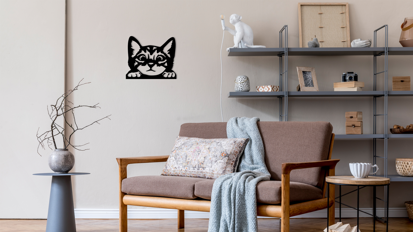 Pet wall decor featuring an illustration of a Curious Kitten. Acrylic glass decor - Vibewall