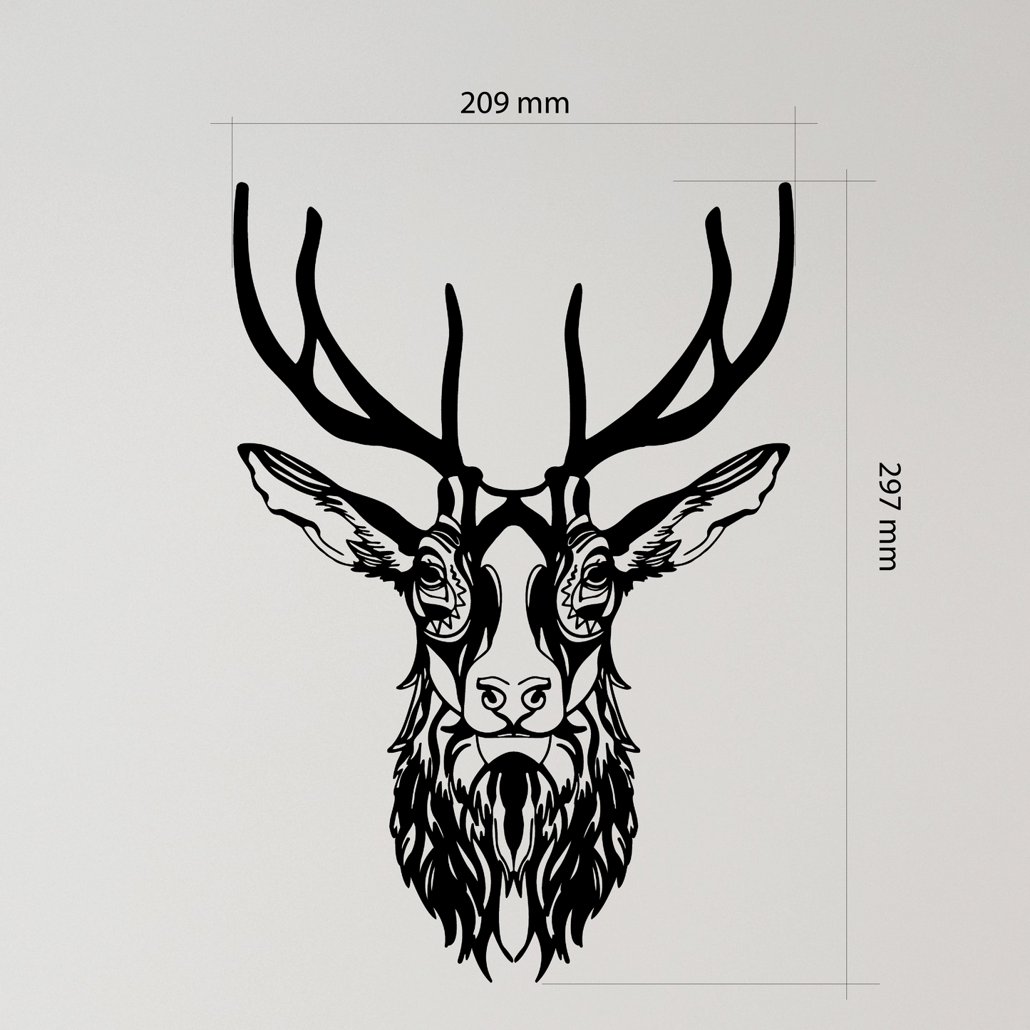 Deer Face Wall Art is featuring a finely detailed front-facing deer head with antlers. Acrylic glass decor - Vibewall