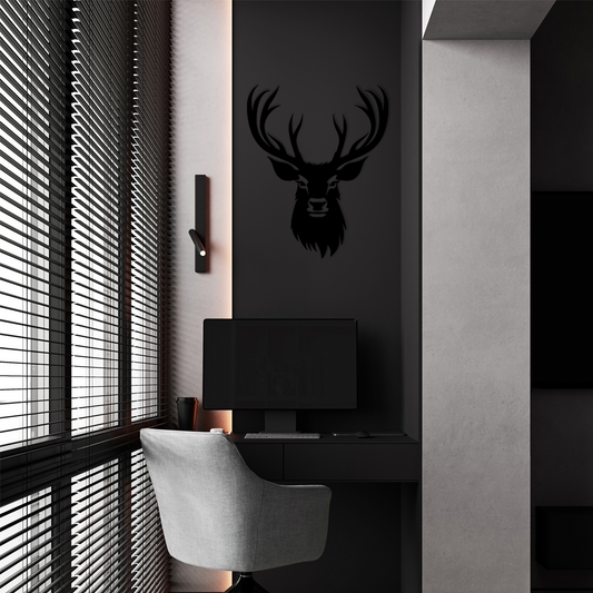 Deer Head Wall Art designed to impress, this modern piece features a forward-facing deer with striking antlers, making it the perfect statement for any wall. Acrylic glass decor - Vibewall