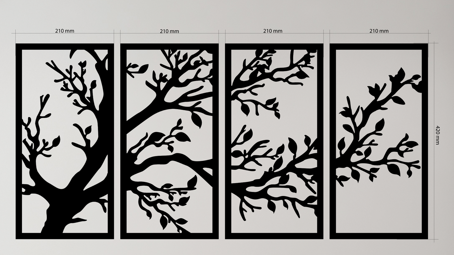 Framed Branch Wall Art set features a unique branch design enclosed in a clean rectangular frames. Acrylic glass decor - Vibewall