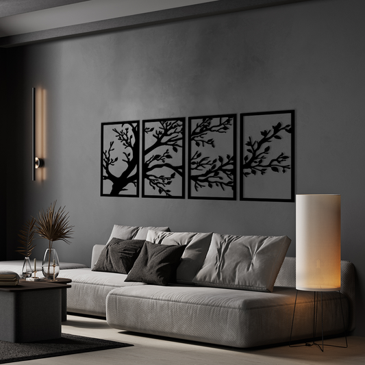 Framed Branch Wall Art set features a unique branch design enclosed in a clean rectangular frames. Acrylic glass decor - Vibewall