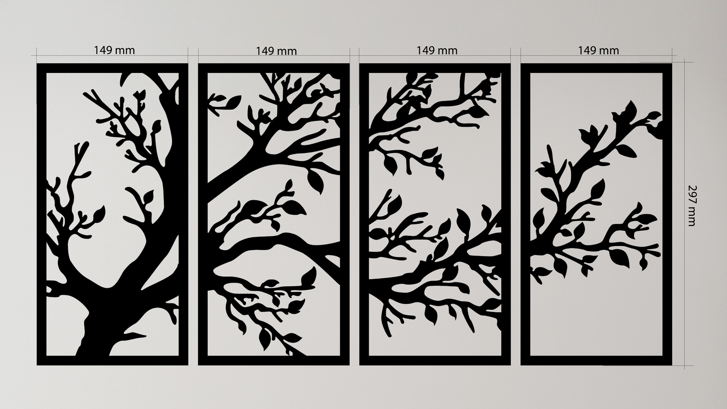 Framed Branch Wall Art set features a unique branch design enclosed in a clean rectangular frames. Acrylic glass decor - Vibewall