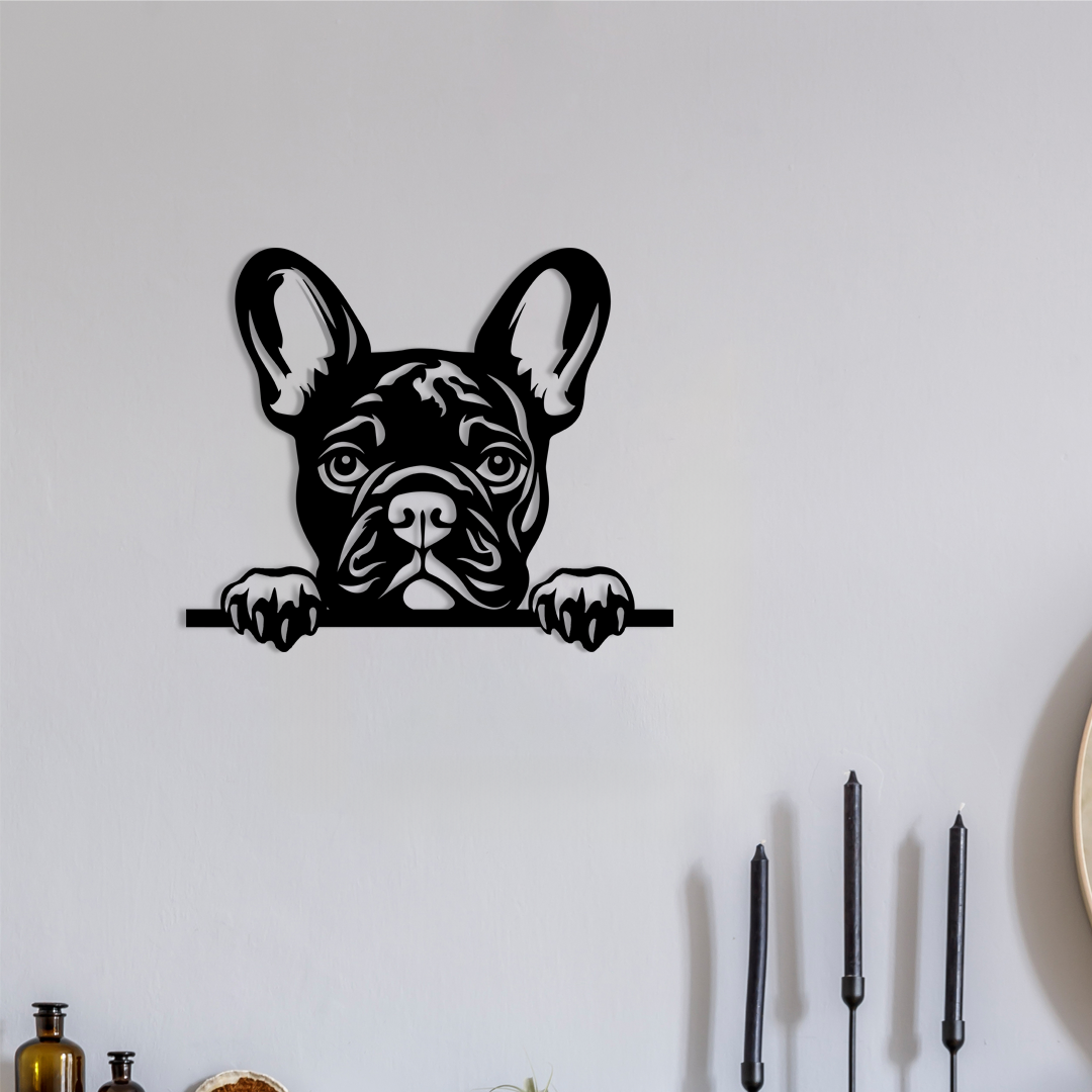 Pet wall decor featuring an illustration of a French Bulldog. Acrylic glass decor - Vibewall