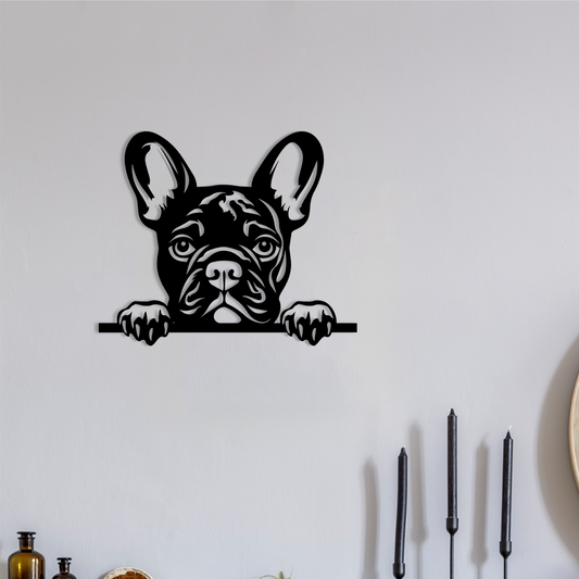Pet wall decor featuring an illustration of a French Bulldog. Acrylic glass decor - Vibewall